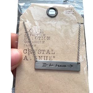 NEW Crystal Avenue Be Brave Silver Necklace
